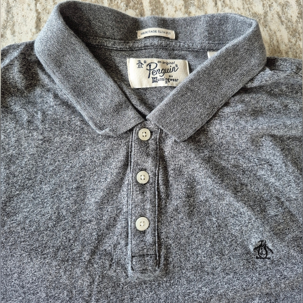 Original Penguin Men's Heather Gray Polo Shirt Size XL